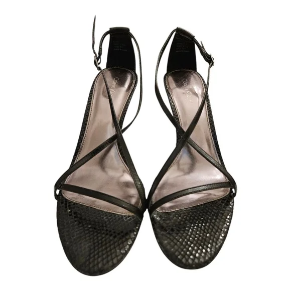 Women's Calvin Klein Strappy Heels Black Size 8.5 - Picture 2 of 8